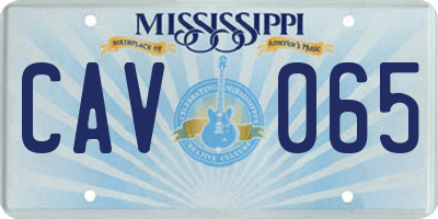 MS license plate CAV065