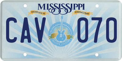MS license plate CAV070
