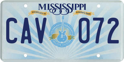 MS license plate CAV072