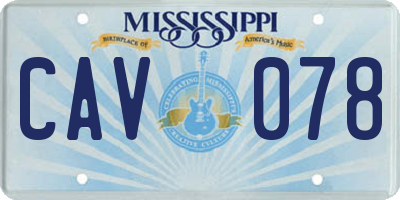 MS license plate CAV078