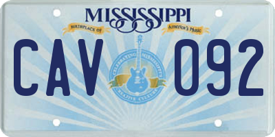 MS license plate CAV092