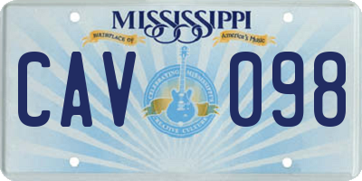 MS license plate CAV098