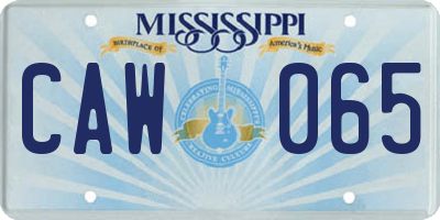 MS license plate CAW065