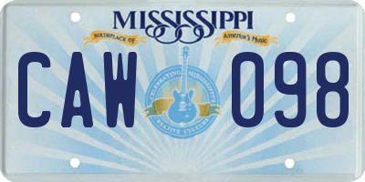 MS license plate CAW098