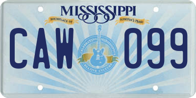 MS license plate CAW099