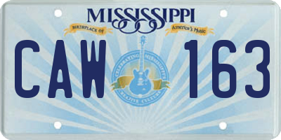 MS license plate CAW163