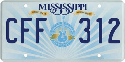 MS license plate CFF312