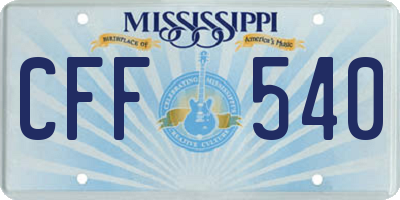 MS license plate CFF540