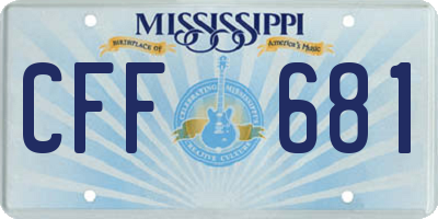 MS license plate CFF681