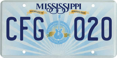 MS license plate CFG020