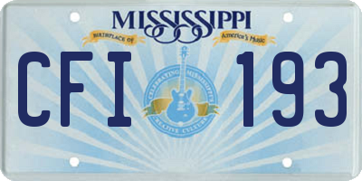 MS license plate CFI193