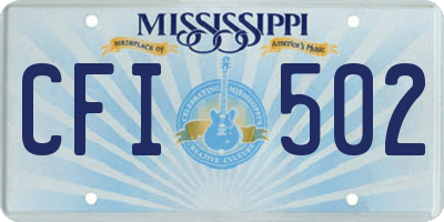 MS license plate CFI502
