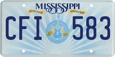 MS license plate CFI583
