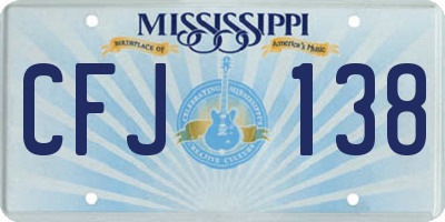MS license plate CFJ138