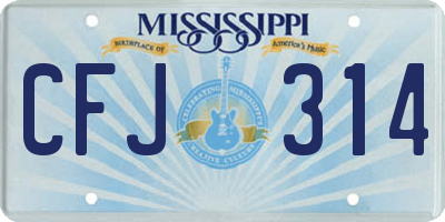 MS license plate CFJ314