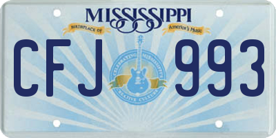 MS license plate CFJ993