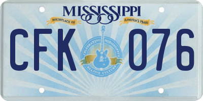 MS license plate CFK076