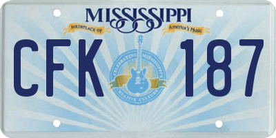 MS license plate CFK187