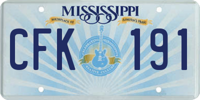 MS license plate CFK191
