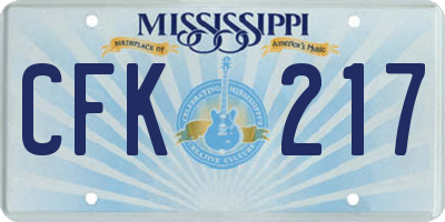 MS license plate CFK217