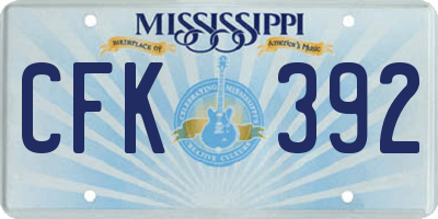 MS license plate CFK392