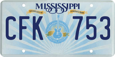 MS license plate CFK753