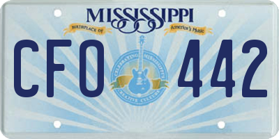 MS license plate CFO442