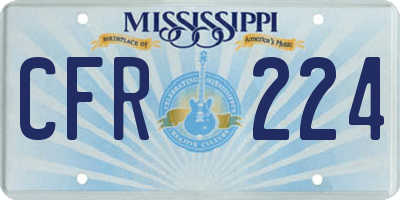 MS license plate CFR224