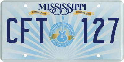 MS license plate CFT127
