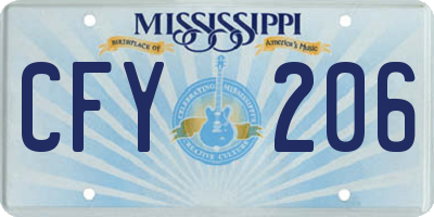 MS license plate CFY206