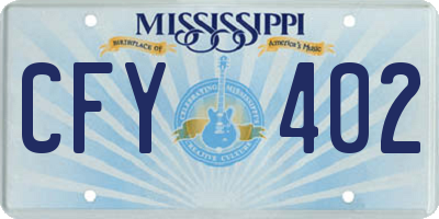 MS license plate CFY402