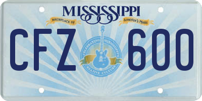 MS license plate CFZ600