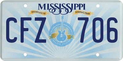MS license plate CFZ706