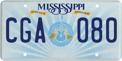 MS license plate CGA080