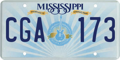 MS license plate CGA173