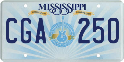 MS license plate CGA250
