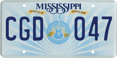 MS license plate CGD047