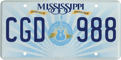 MS license plate CGD988