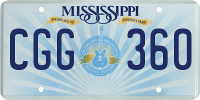 MS license plate CGG360
