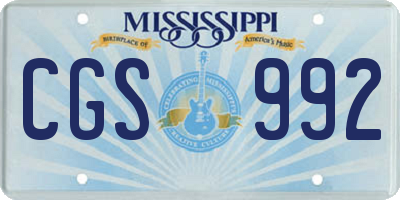 MS license plate CGS992