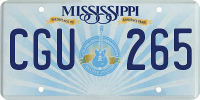 MS license plate CGU265