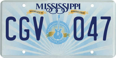 MS license plate CGV047