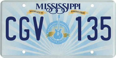 MS license plate CGV135
