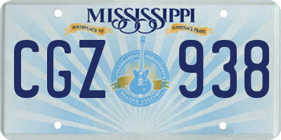 MS license plate CGZ938