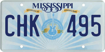 MS license plate CHK495