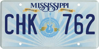 MS license plate CHK762