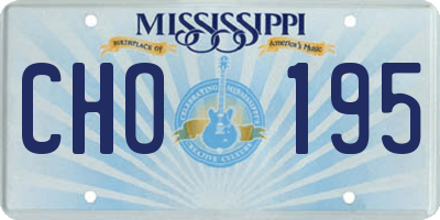 MS license plate CHO195