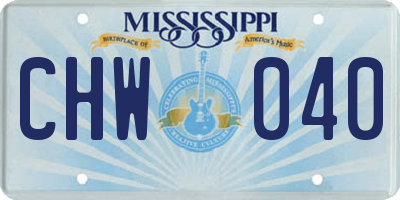 MS license plate CHW040
