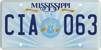 MS license plate CIA063