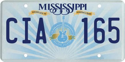 MS license plate CIA165